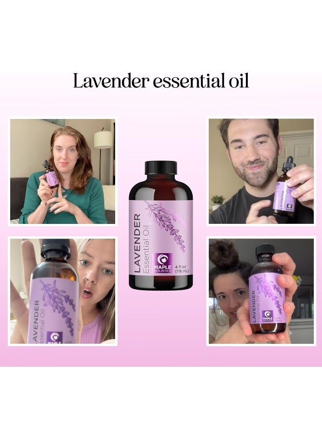 Maple Holistics Pure Lavender Essential Oil 4oz - Relaxing Lavender Oil Essential Oil for Diffuser Aromatherapy Sleep and Mood - Pure Lavender Oil for Hair Skin and Nails Plus Calming Aromatherapy Oil for Diffuser - Image 2
